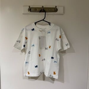 Zara White Dog Tee 5 Years NWT